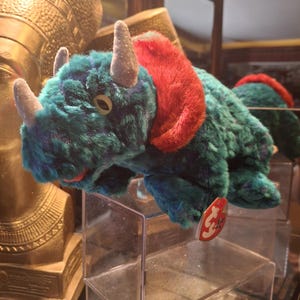 Vintage Ty Beanie Buddy Hornsly the Triceratops Dinosaur