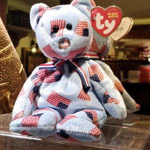Vintage Ty Beanie Baby Union the American Flag Teddy Bear