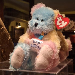 Vintage Ty Attic Treasures Surprise ! the Poseable Plush Habby Birthday Teddy Bear