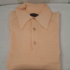 Van Heusen Coleseta XL Vintage Men&#39;s Polo Shirt Solid Salmon Pink