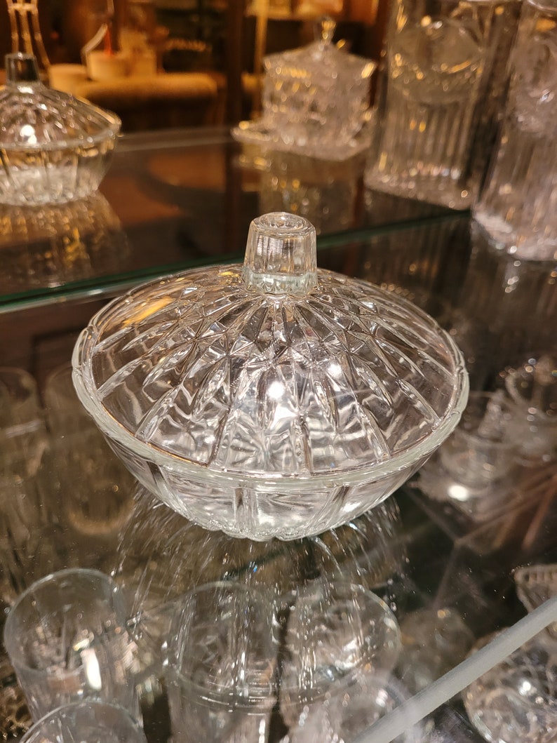 Lead Crystal Cut Glass Candy Dish / Bowl With Lid Etsy