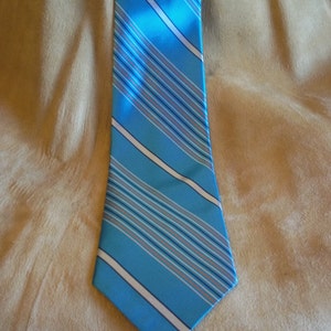 May D&F Turquoise et Gris Rayures vintage Cravate