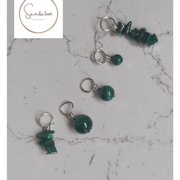 Malachite pendant - bead size choices - gemstone crystal healing reiki infused - handmade to order