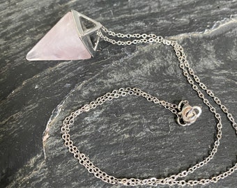Rose Quartz Point Pendulum Dowser Spiritual Communication Tool With stiletto heel Charm ~ Gemstone Crystal