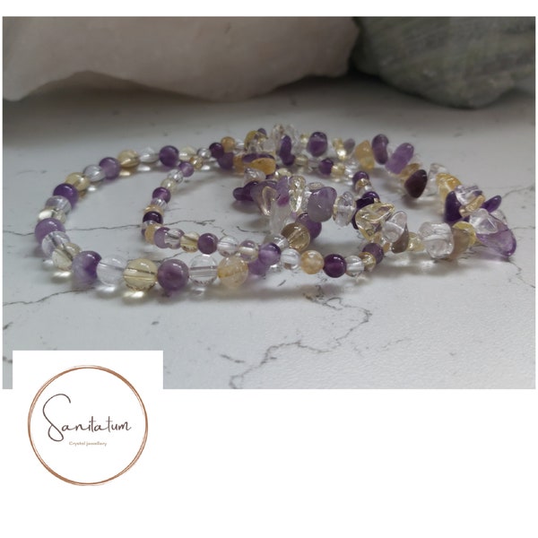 Fibromyalgia Blend Chip, 4, 6 or 8mm Round Bead Beaded Stretch Bracelet ~ Gemstone Crystal Healing Reiki Infused ~ Handmade