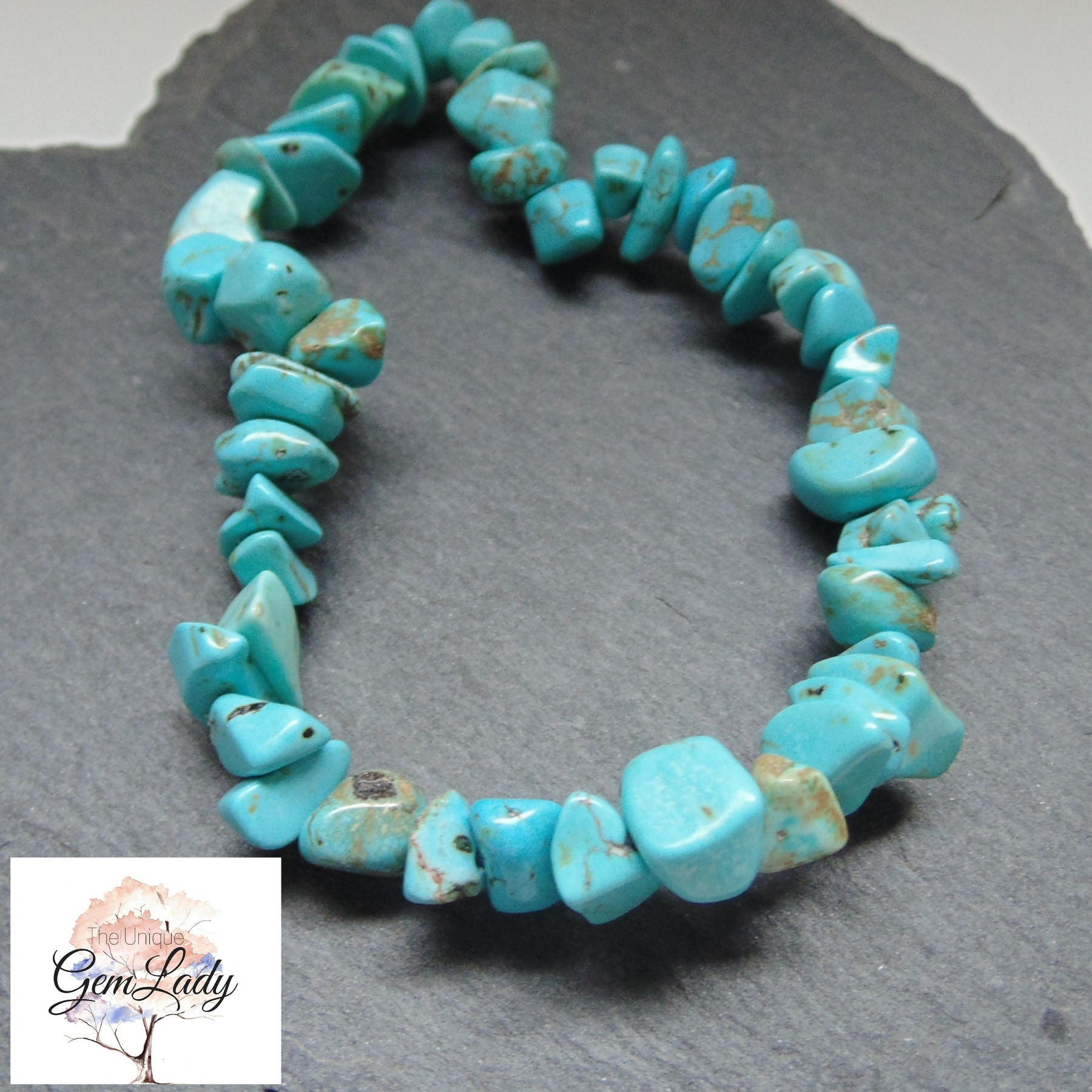 Reconstituted Turquoise Chip 4mm or 6mm Round Bead Beaded - Etsy UK