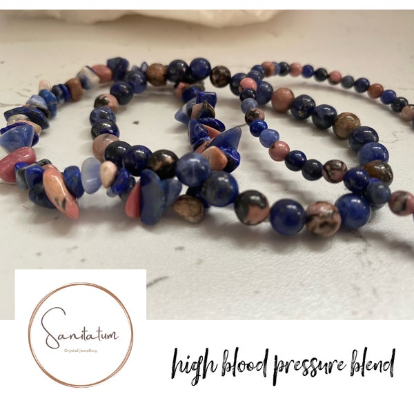 High Blood Pressure Blend Chip 4mm or 6mm Bead Beaded Stretch Bracelet ~ Gemstone Crystal Healing Reiki Infused