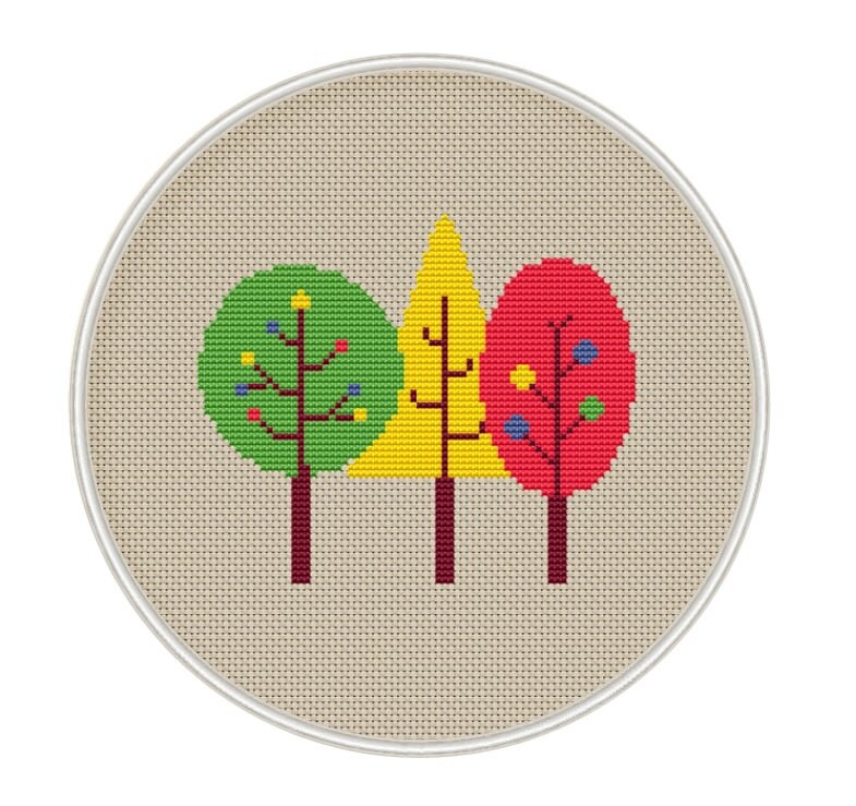 Trees cross stitch pattern Instant download cross stitch Etsy Tree cross stitch pattern pdf instant download modern