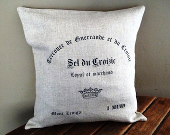Kussenhoes van linnen, exclusieve vintage print: Sel du Croizic