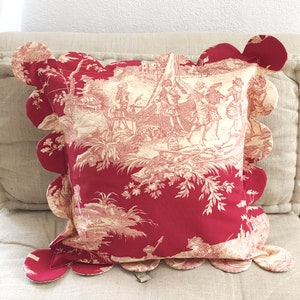 Capa de almofada, toile de Jouy, recortada.