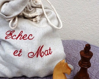 Sachet brodé pour pièces d'échec