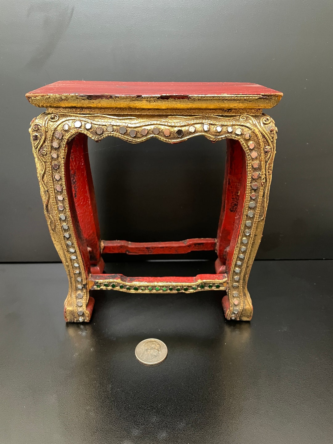Vintage Lacquered Wood Display Riser With Mirrors, Thailand Decor - Etsy