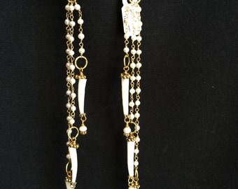 Earrings ~ Pearl Droplet Shoulder Duster, Long, Long, Shoulder Duster, Wedding, Boho, Artist: Teresa Bradford-Cole