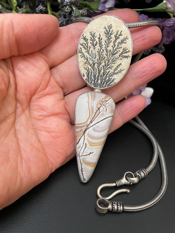 Necklace Dendritic in Sandstone W/Story Jasper, Earth Jewelry Made By Tika
