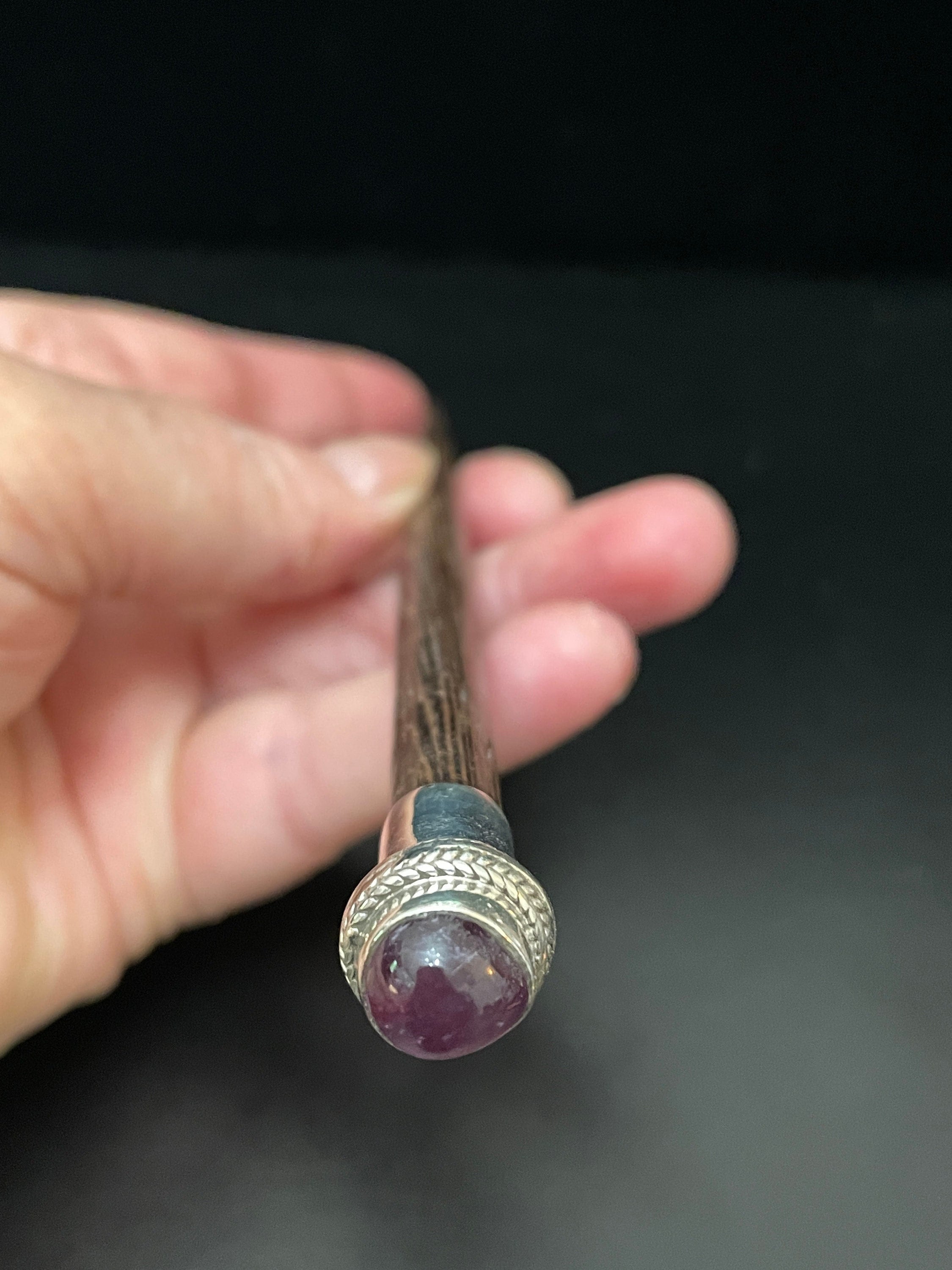 Handmade Amethyst Hair Stick, Sterling Silver & Wood  display picture 3