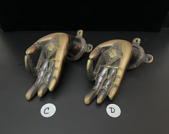 Brass Buddha Mudra Hand, Vintage Door Knob, Cabinet Pull