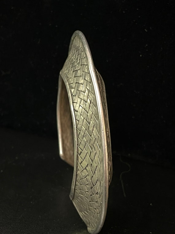 Bracelet ~ Vintage Thai Silver Basket Weave Brace… - image 3