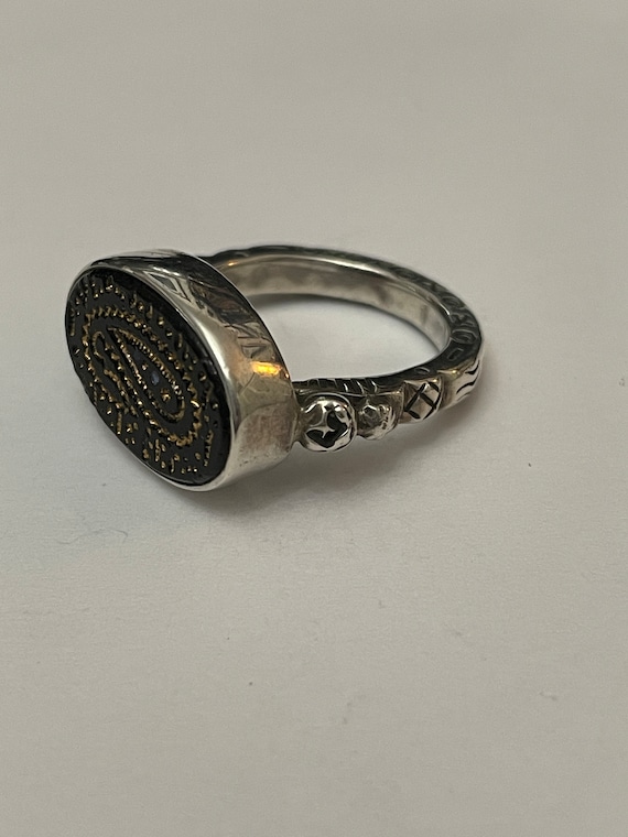 Vintage Sterling Silver Stamped Band early 1900s c