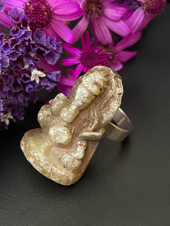 Ring Ganesh, Made of Resin From India, Sterling Si
