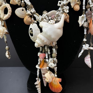 Mermaid Necklace Yemaya Goddess of the Ocean, Clam Shell, Antique Beads ...