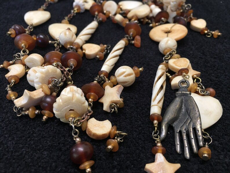 Necklace Carved Bone Water Buffalo Horn Charms Etsy
