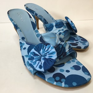Vintage Go Max Blue Polka Dot Heels, Size 8