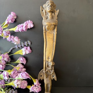 Brass Tribal Mother Carrying Baby Design Door Pull Dhokra Lady Shape Handle
