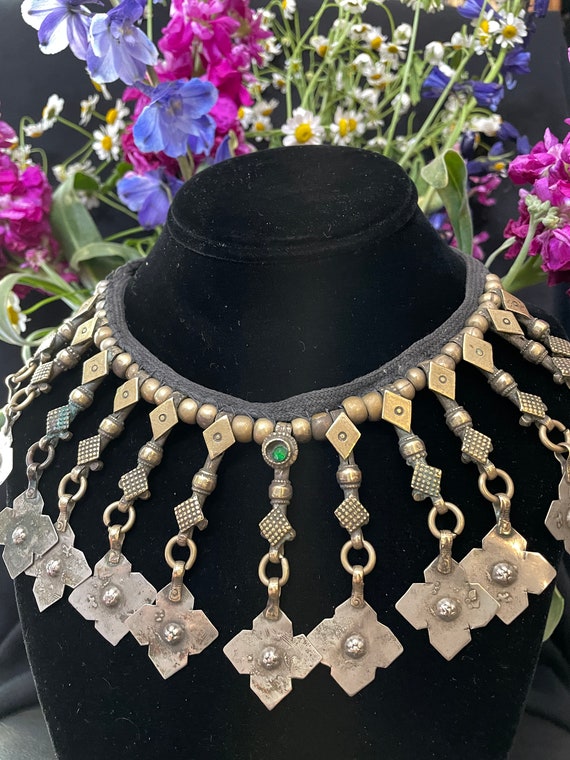kuchi afghan vintage 1970s tribal necklace choker 