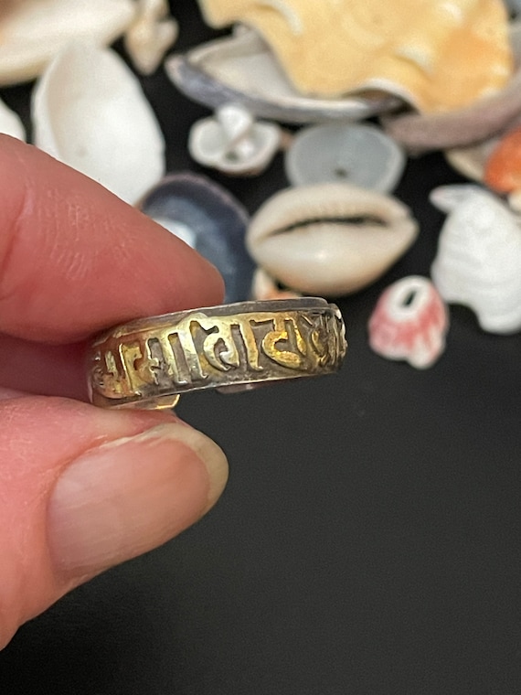 Unisex Silver/Brass Tibetan Ring with Handcrafted… - image 1