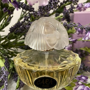 Vintage, Parfum, Cartier Riachi Cara Vintage Eau De Parfum, 4oz Elegant Bottle and Top, with floral decorated plastic cap.