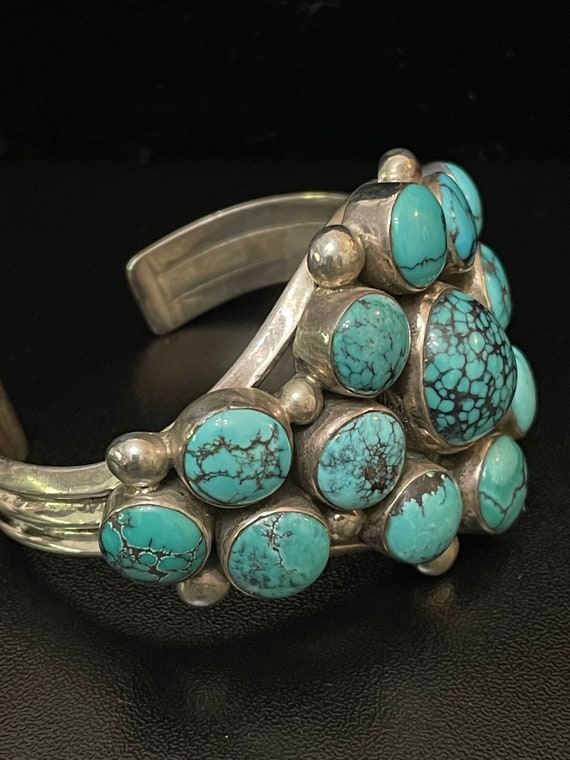 Bracelet, Turquoise Multi Sone cuff Heavy Gage St… - image 5