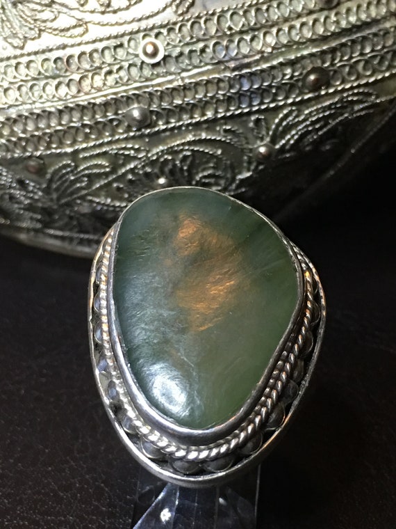 Ring Big Sur Jade Heavy Gauge Sterling Silver. Jade Known to | Etsy