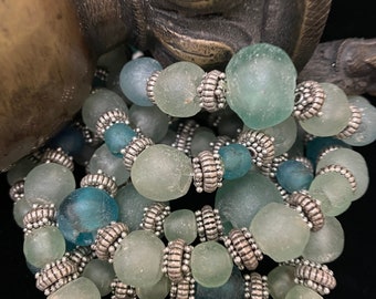 Recycled African Glass Bead Bracelet, Boho Ethnic Jewelry