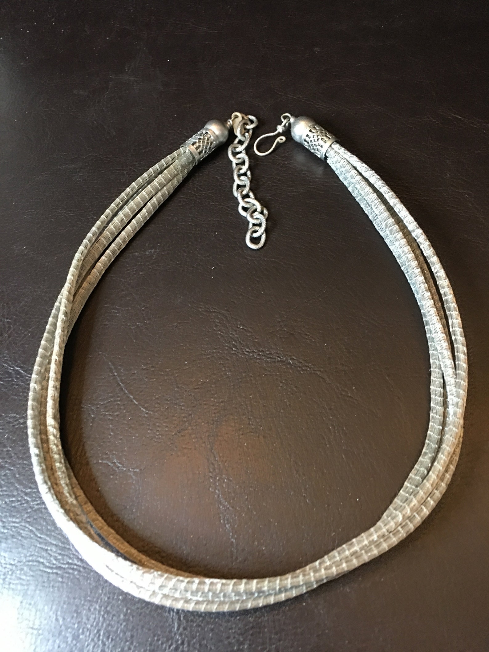 Necklace Flat Knit Adjuster Chain and Hook Closure in Etsy