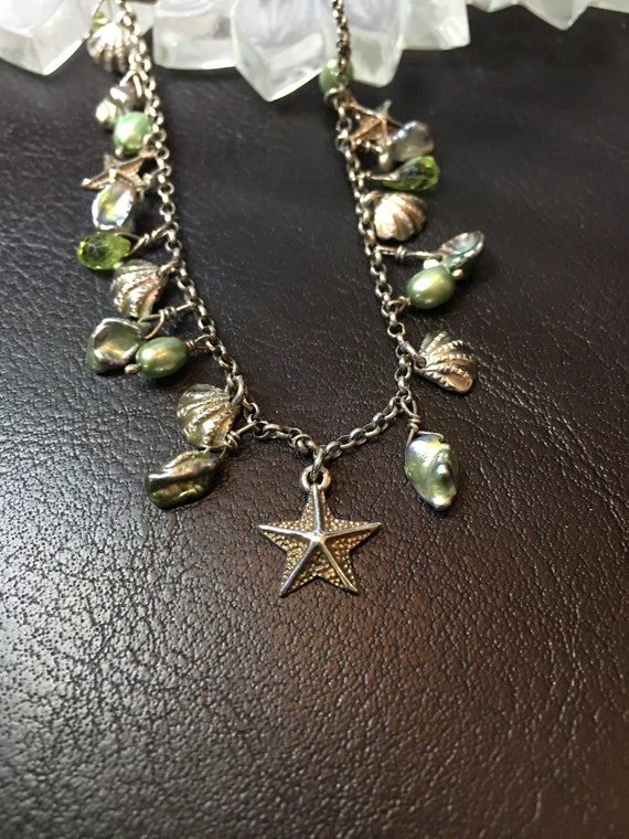 Necklace ~ Sterling Silver, Sea Shells, Flat Fresh