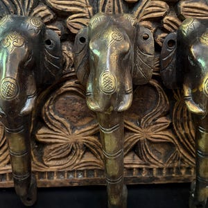 Patina Brass Elephant Head Door Handle, Indian Decor, 6" Length