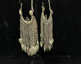 Vintage Tribal Afghan Kuchi Hoop Dangle Earrings