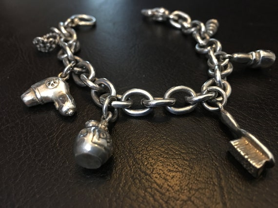 Bracelet ~ Sterling Silver Sweet 16 Charms, Heavy… - image 1