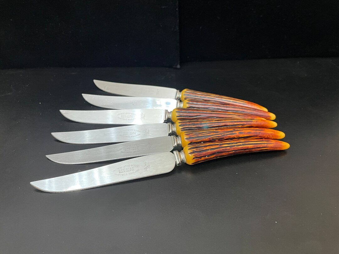 Vintage 1960s Wood and Sons, Faux Antler Horn Cutlery, Set 6