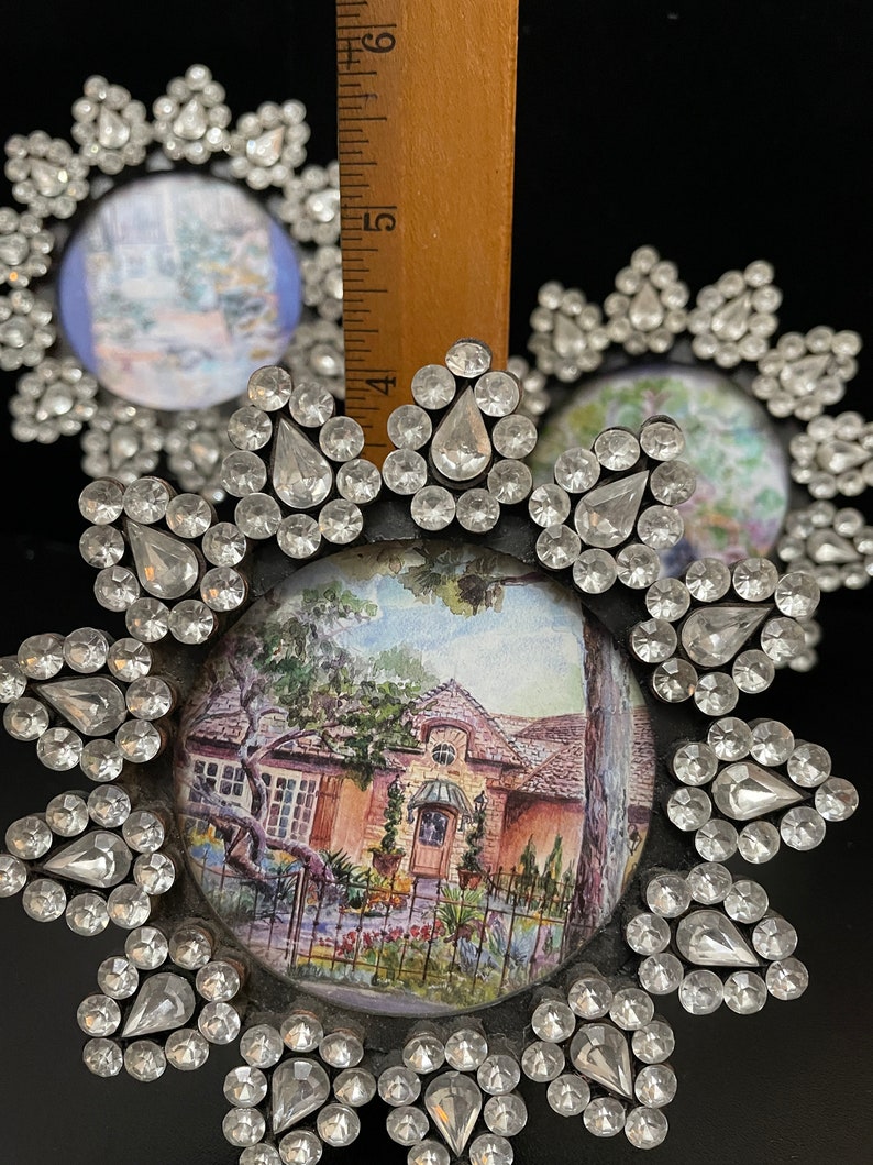 Rhinestone Frames Set of 3 Photo Frames Bling Bling 4 1/2 Etsy