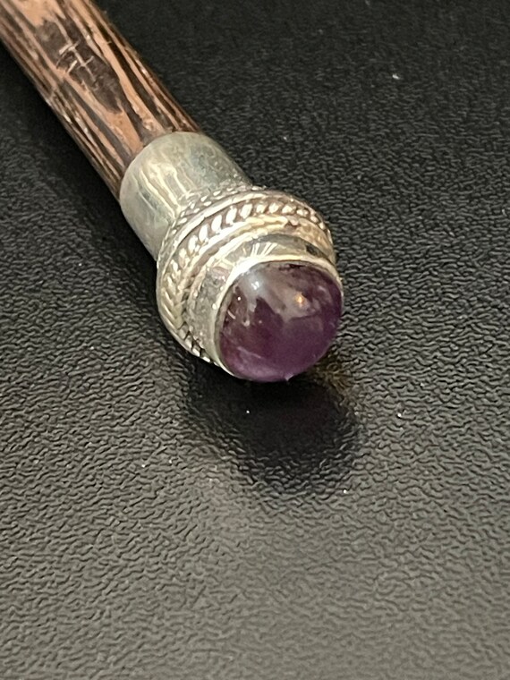 Artisan Hair Sticks Sterling Silver And Amethyst Brown Wood il_1080xN.3447034833_gwl2.jpg main image 2