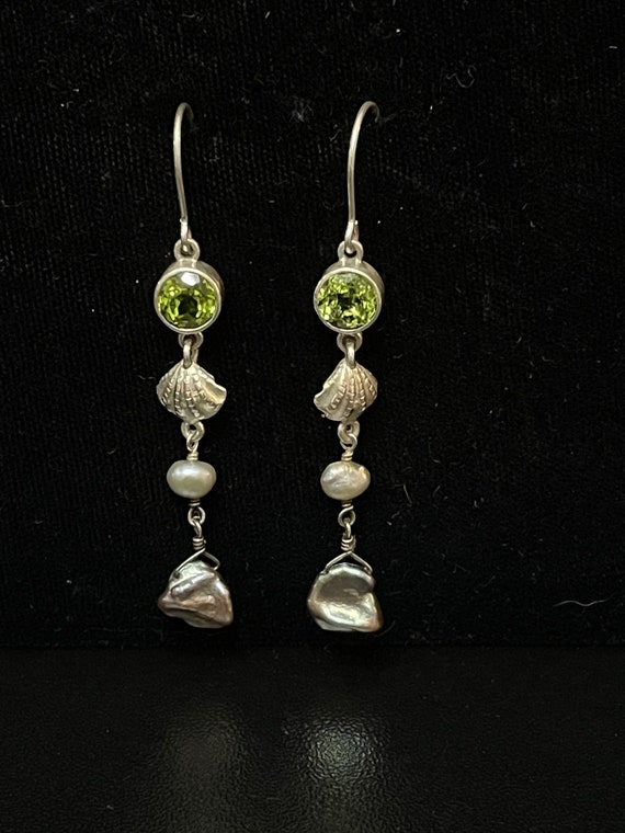 Wedding Jewelry, Pearls, Sterling Silver Cast She… - image 1