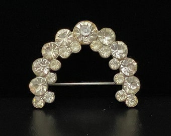 Vintage 1940s Art Deco, Brooch, Pin, Clear Rhinestone Cluster Horse shape.