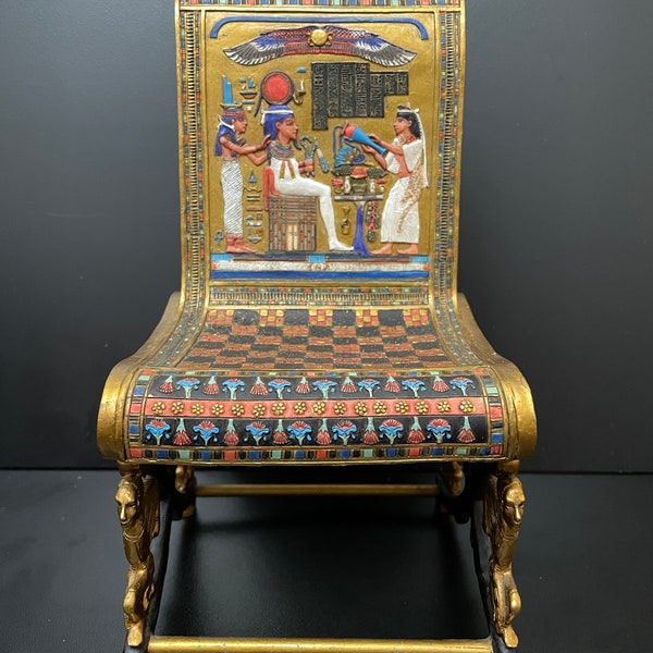 Vintage 2002 Minature King Tu't Thorn/Chair Replica 18th Dynasty, reign of Tutankhamun,  1332-1323 BC. Made of resin