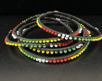 1970's Vintage African Beaded Bracelets, Bundle of 10, boho, hippie