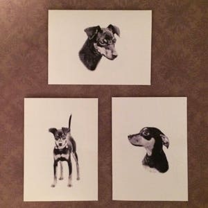 Set of 6 or 12 Handmade Miniature Pinscher Print Dog Print Note Cards #2
