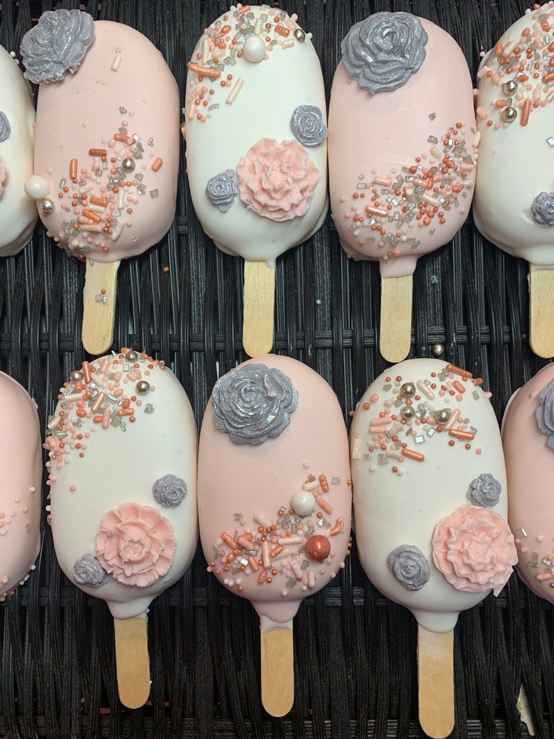 Beautiful Blush Pink and Silver Cakesicles Cake Pops Etsy