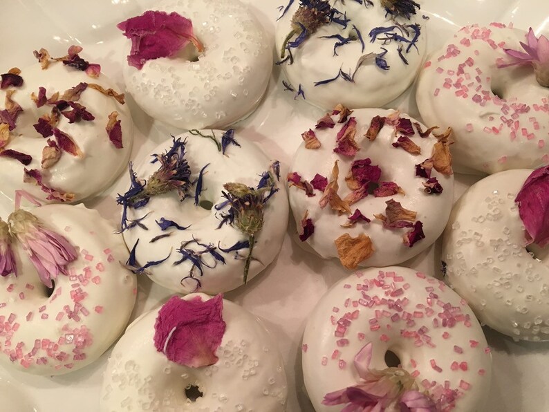 Mini Donuts with REAL edible Flower Decorations 12 Etsy