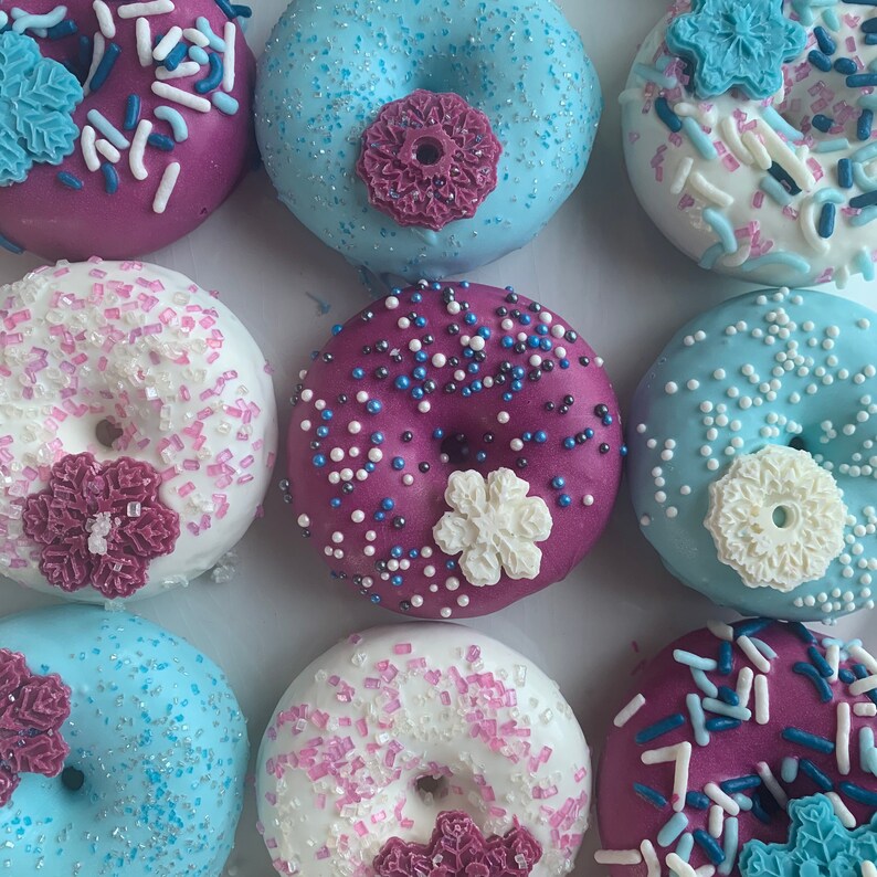FROZEN 1 or Frozen 2 /winter themed Mini Donuts Dozen | Etsy