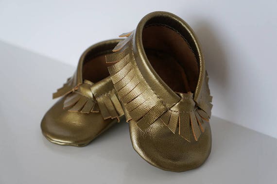 gold baby slippers